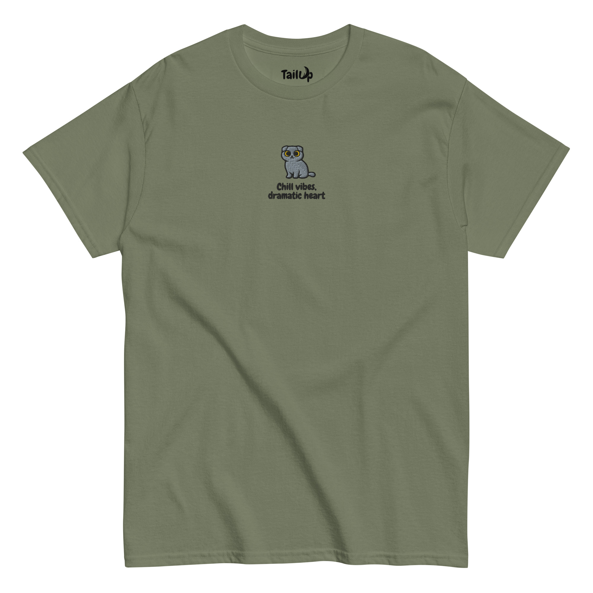 Scottish Fold Cat Embroidered Classic T-shirt