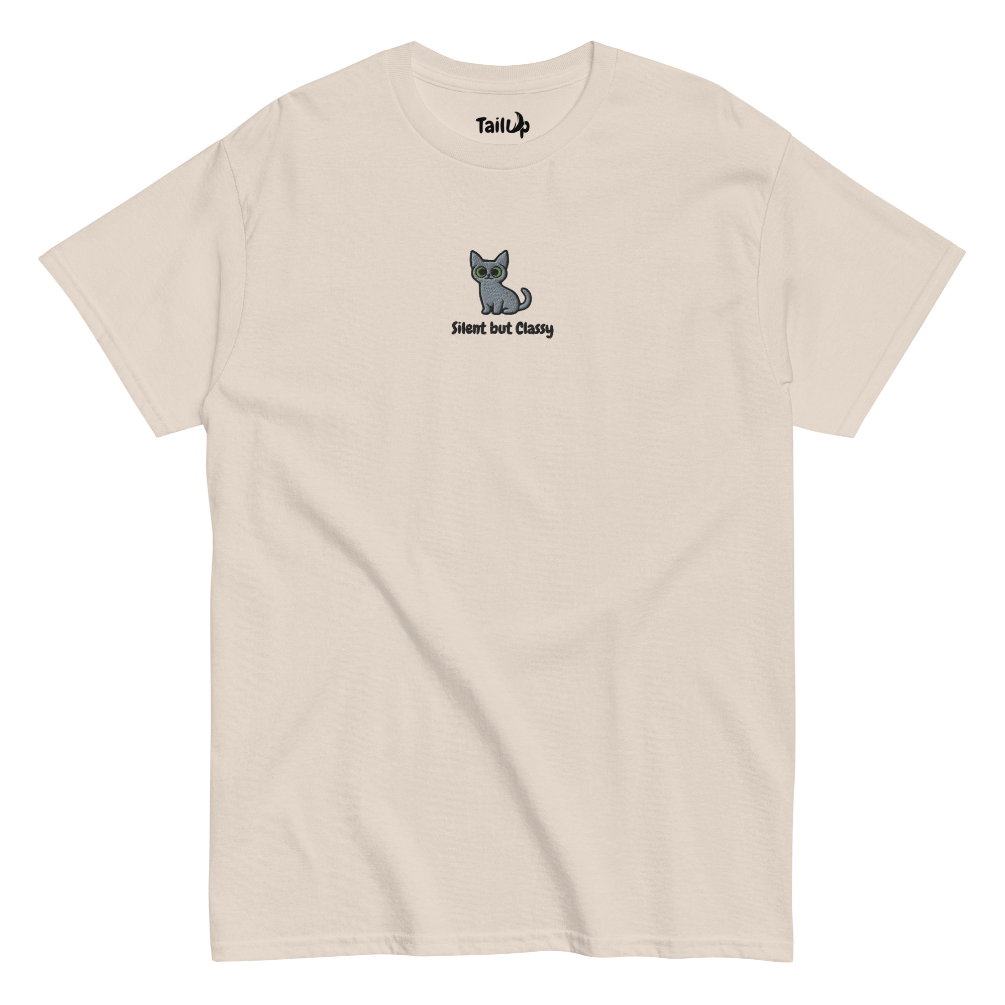 Russian Blue Cat Embroidered Classic T-shirt
