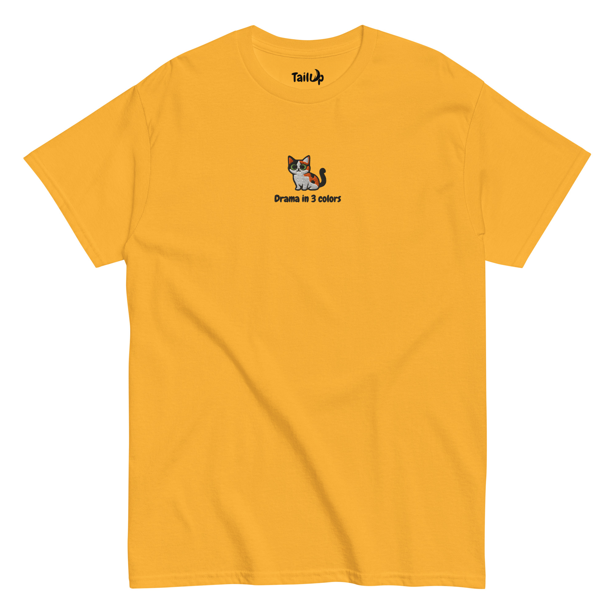 Tricolor (Calico) Cat Embroidered Classic T-shirt