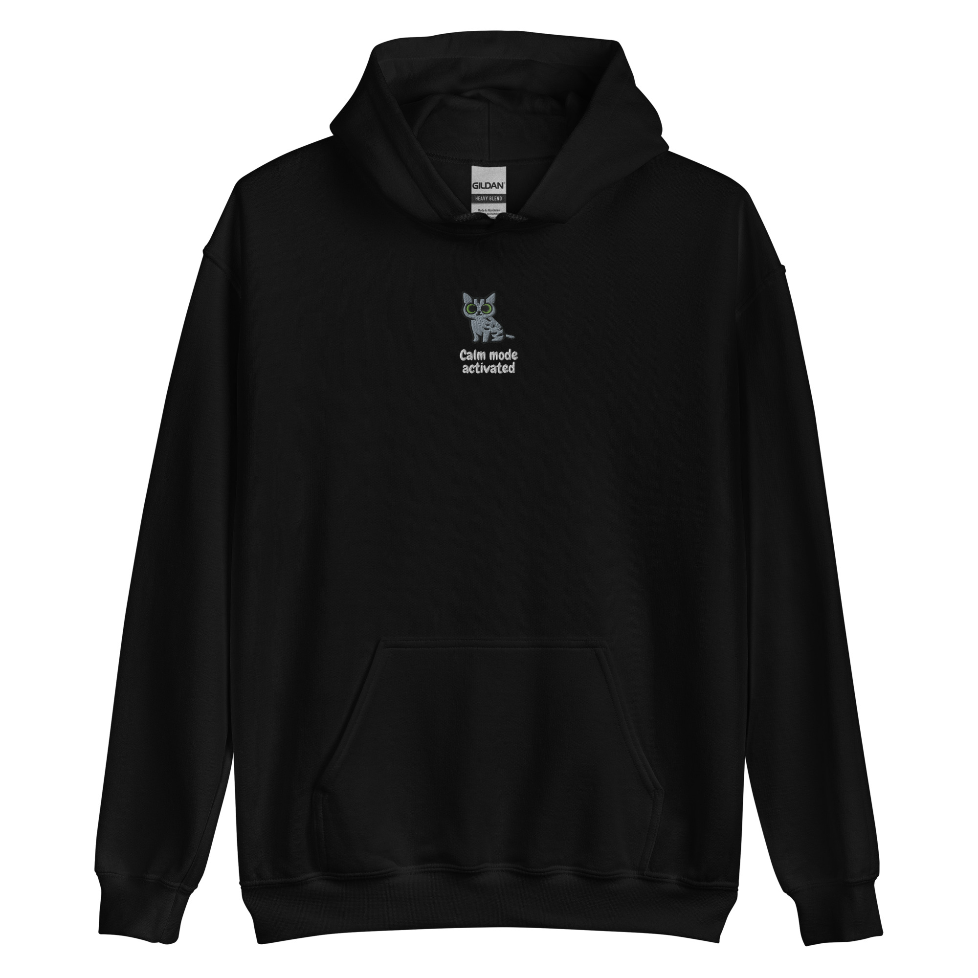Gray Cat Embroidered Hoodie