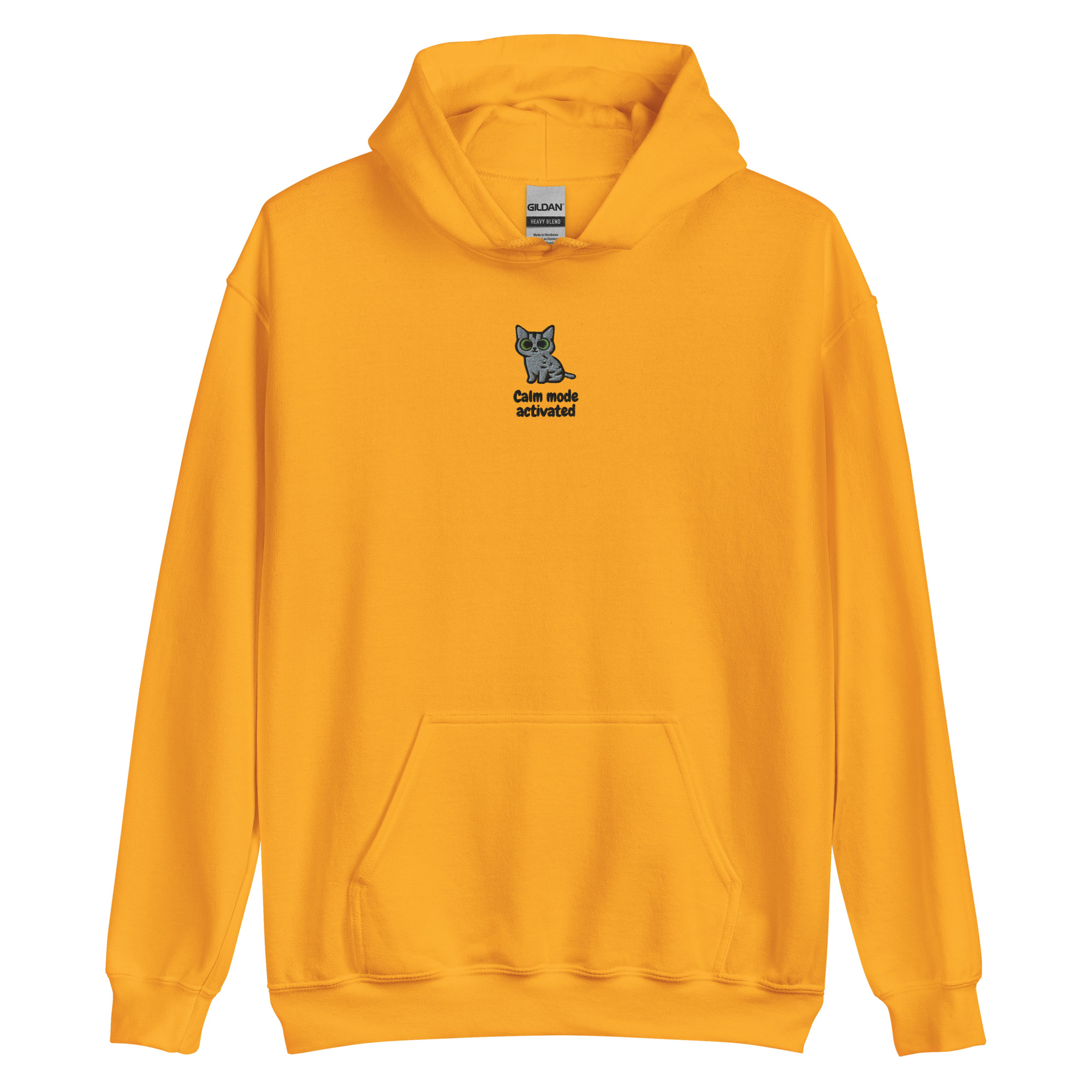 Gray Cat Embroidered Hoodie