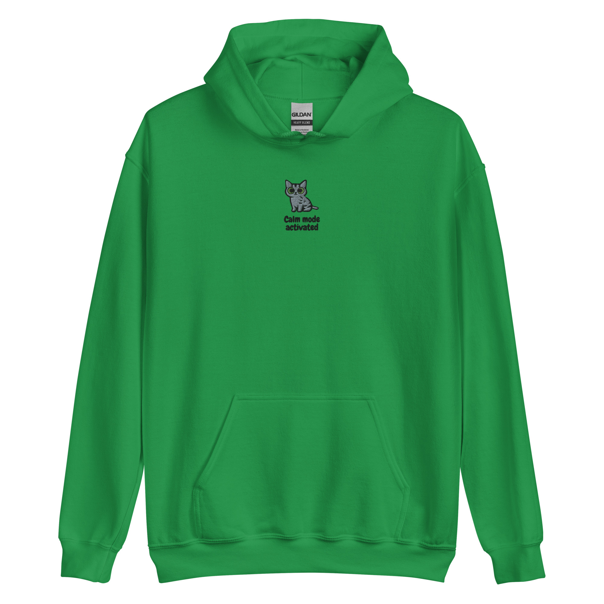 Gray Cat Embroidered Hoodie