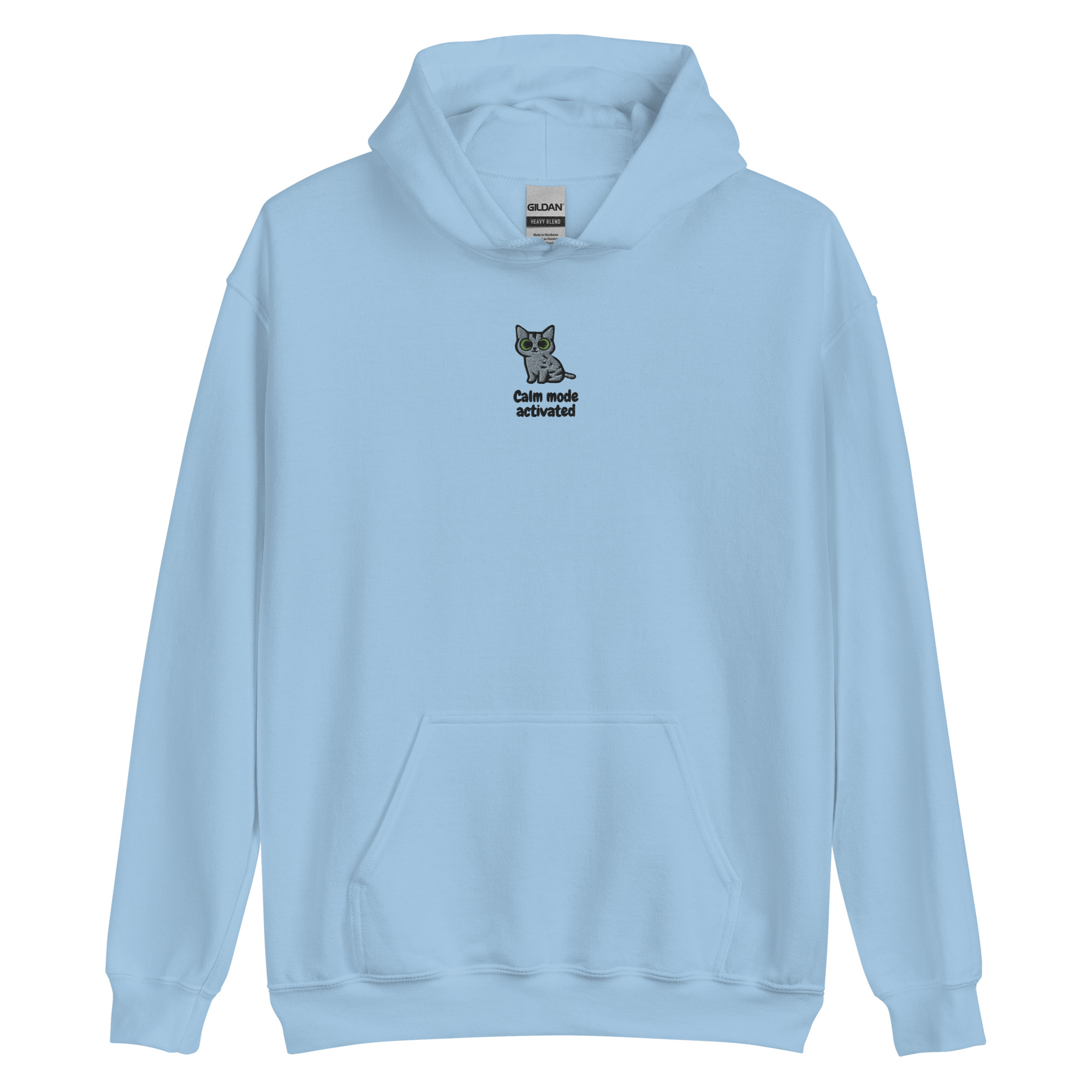 Gray Cat Embroidered Hoodie