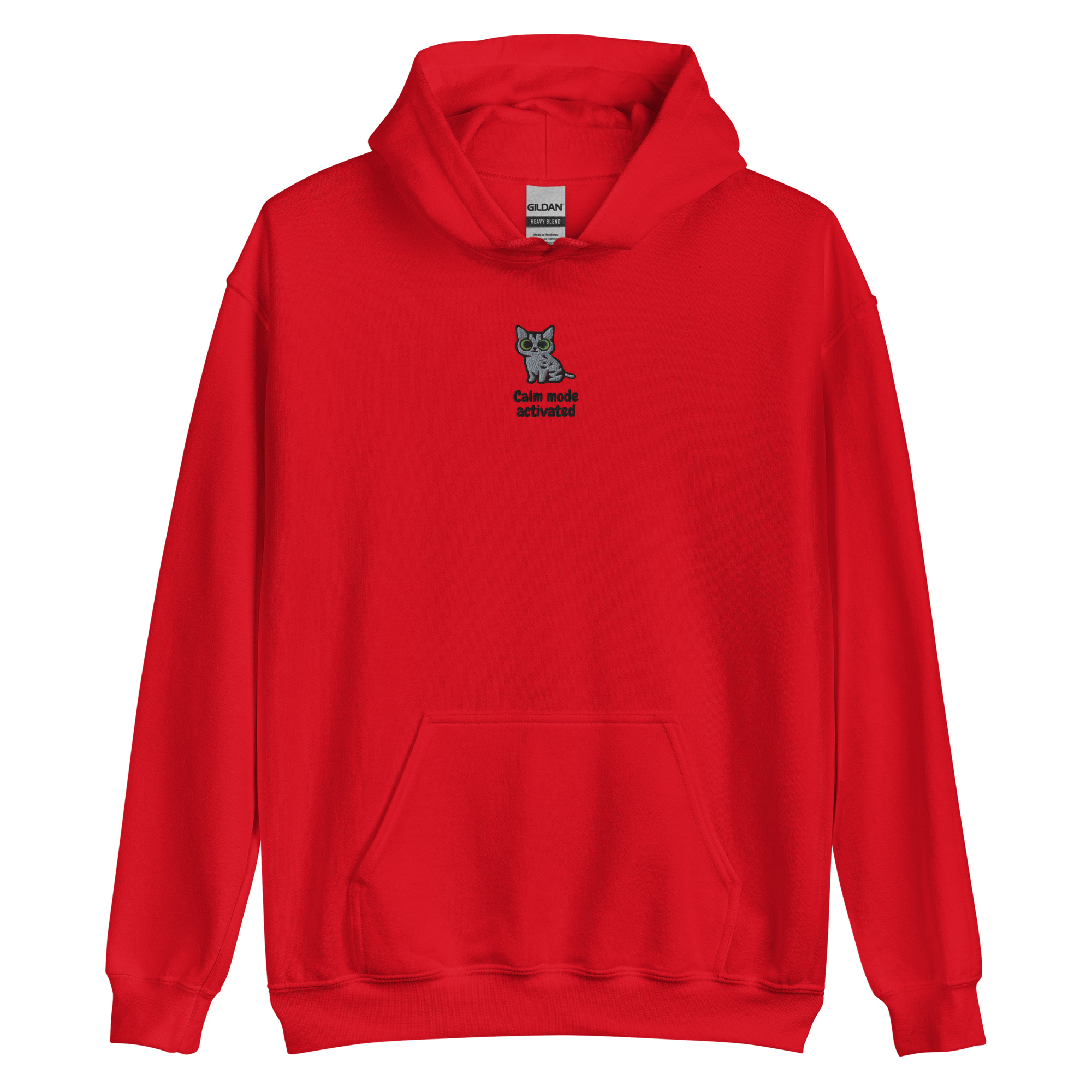 Gray Cat Embroidered Hoodie