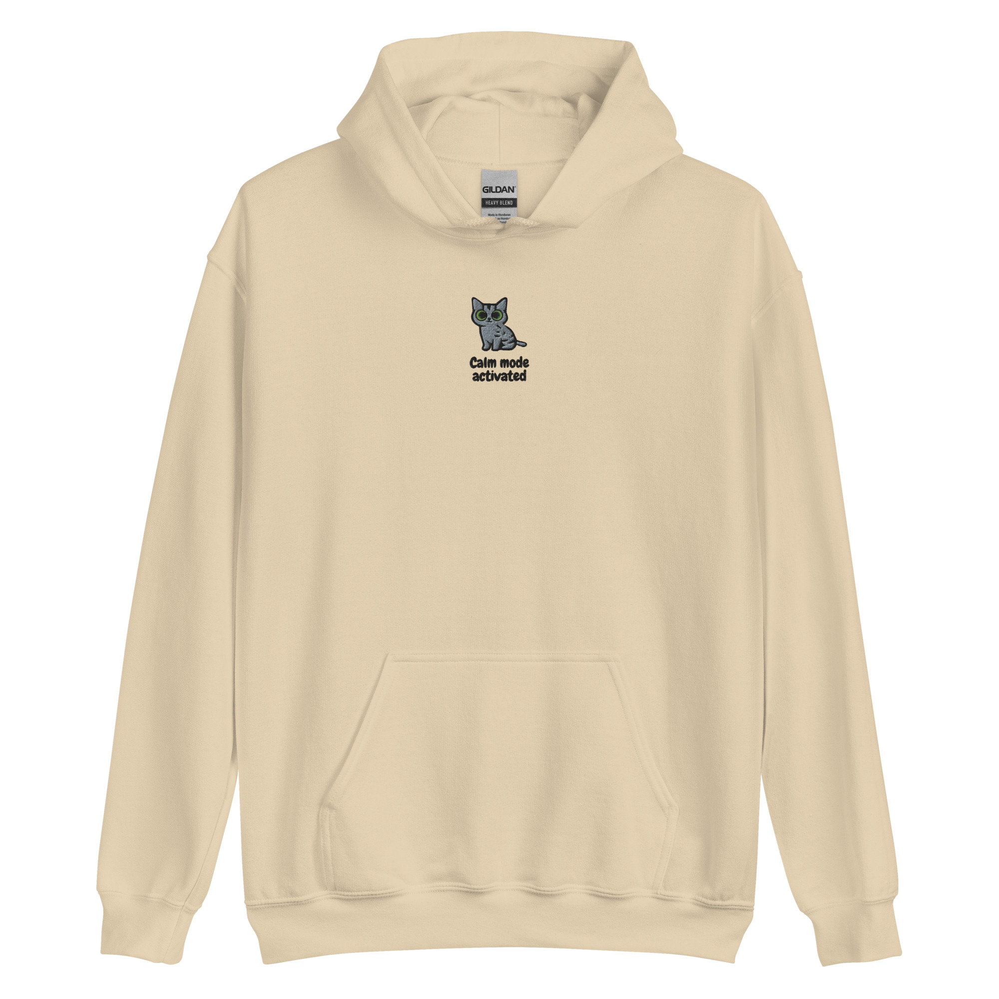 Gray Cat Embroidered Hoodie