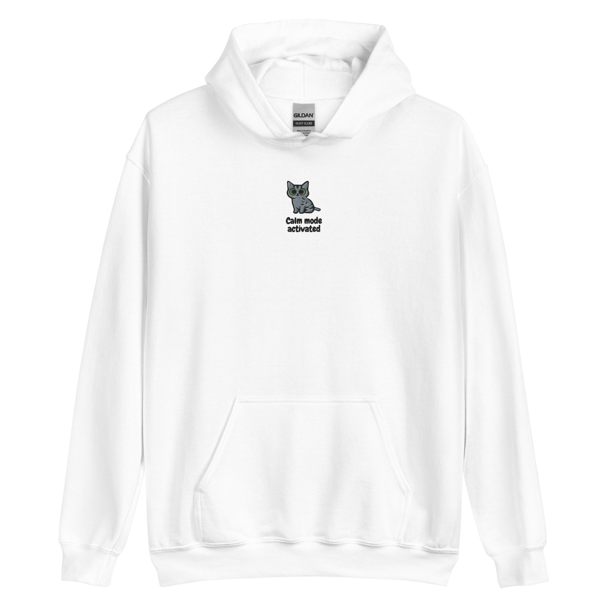 Gray Cat Embroidered Hoodie