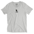 Black Cat Embroidered V-Neck T-shirt