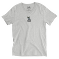 Gray Cat Embroidered V-Neck T-shirt