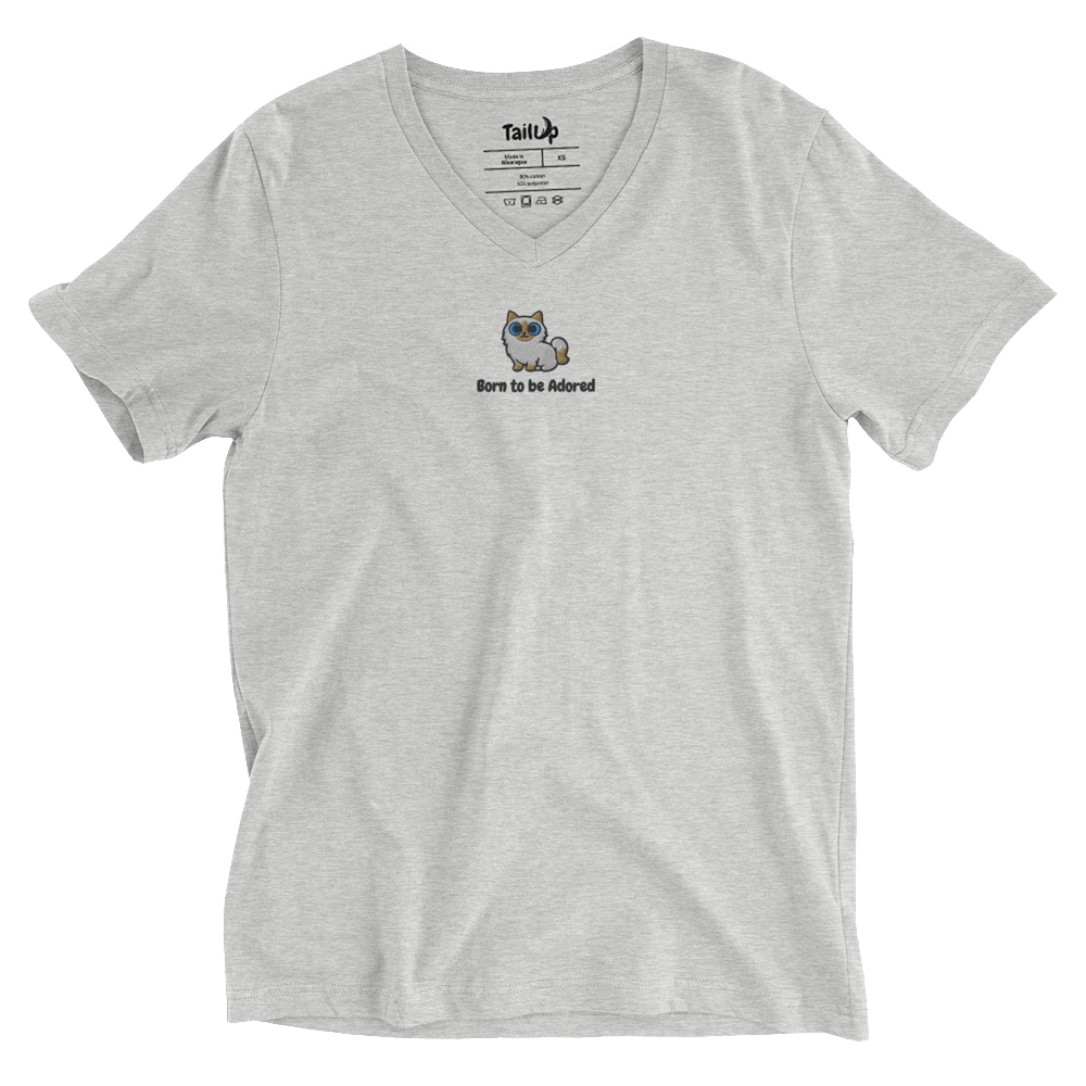 Birman Cat Embroidered V-Neck T-shirt