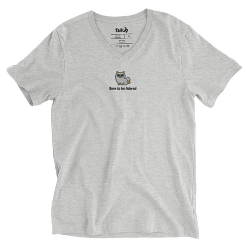 Birman Cat Embroidered V-Neck T-shirt