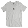 Tricolor (Calico) Cat Embroidered V-Neck T-shirt