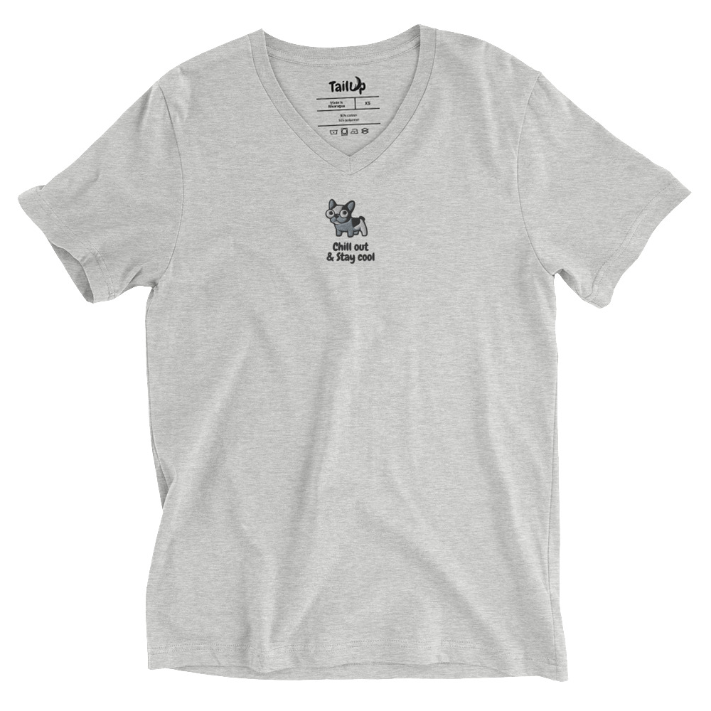 French Bulldog Embroidered V-Neck T-shirt