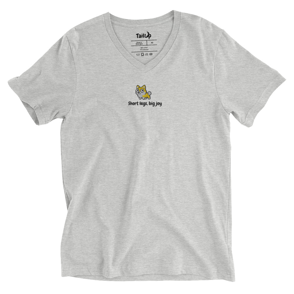 Corgi Embroidered V-Neck T-shirt