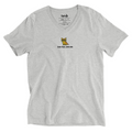Orange Cat Embroidered V-Neck T-shirt