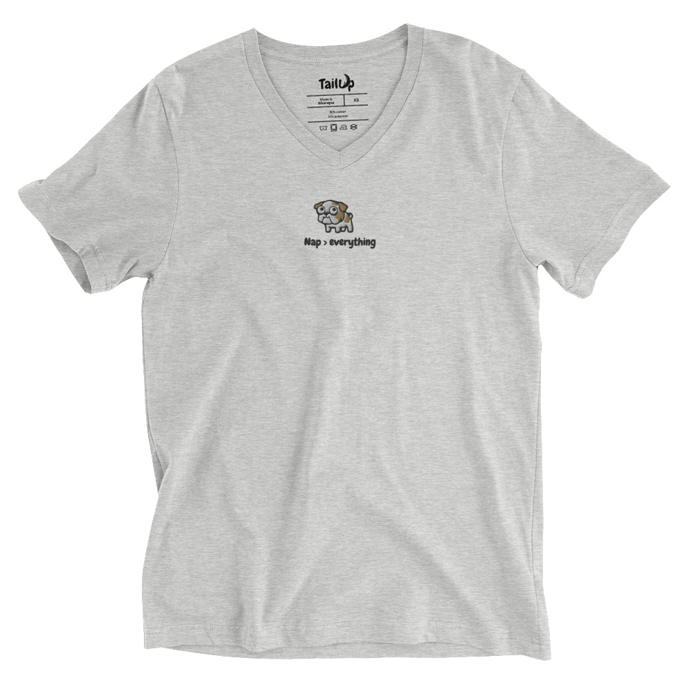 English Bulldog Embroidered V-Neck T-shirt