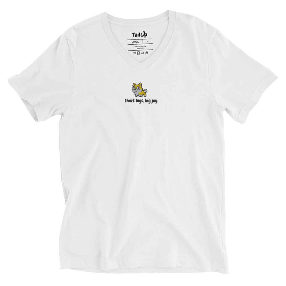 Corgi Embroidered V-Neck T-shirt