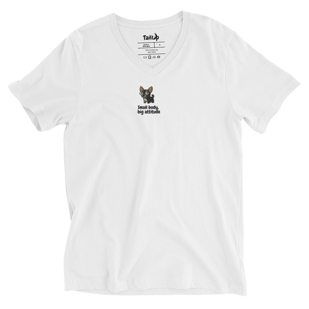 Chihuahua Embroidered V-Neck T-shirt