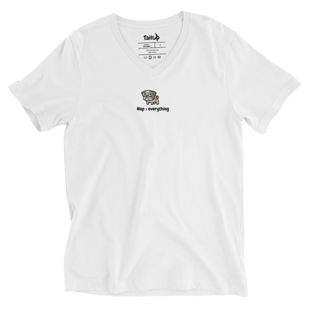 English Bulldog Embroidered V-Neck T-shirt