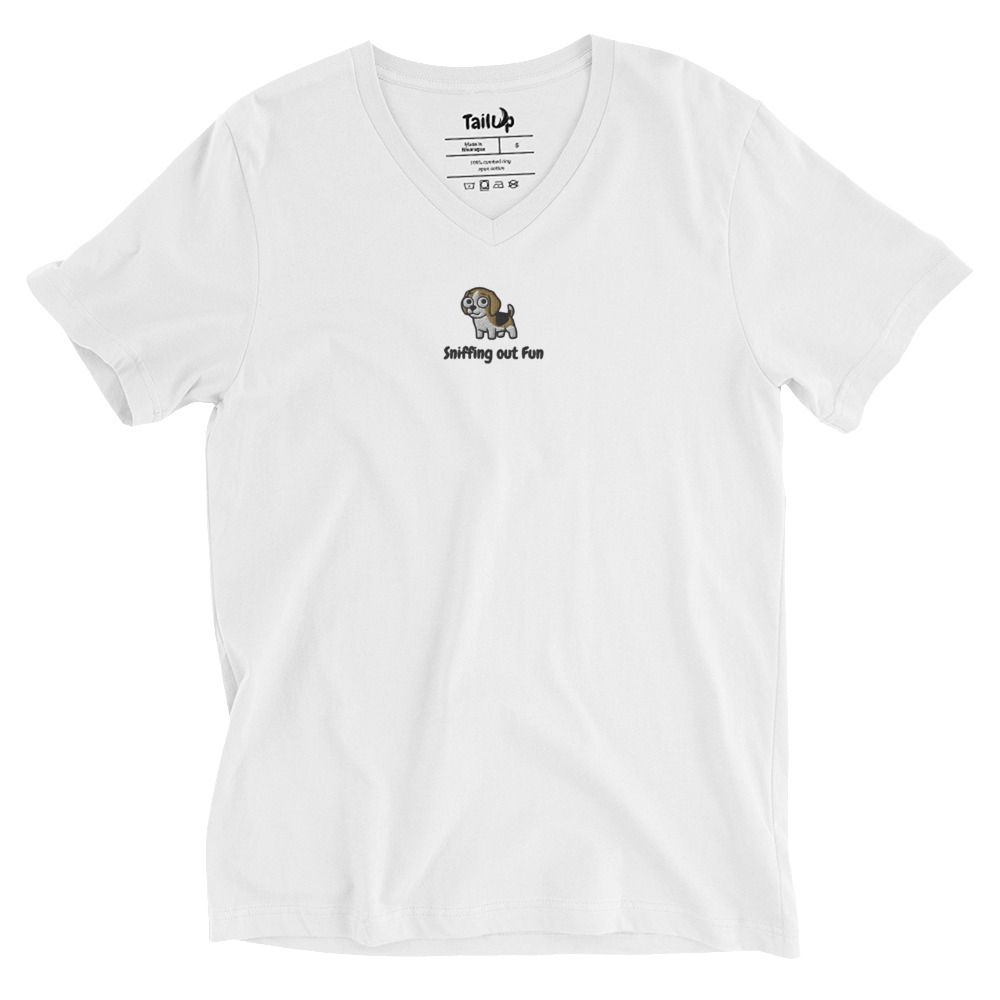 Beagle Embroidered V-Neck T-shirt