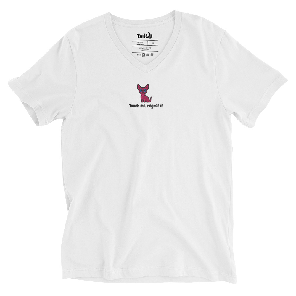 Sphynx Cat Embroidered V-Neck T-shirt