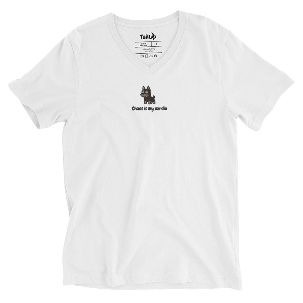 Doberman Embroidered V-Neck T-shirt
