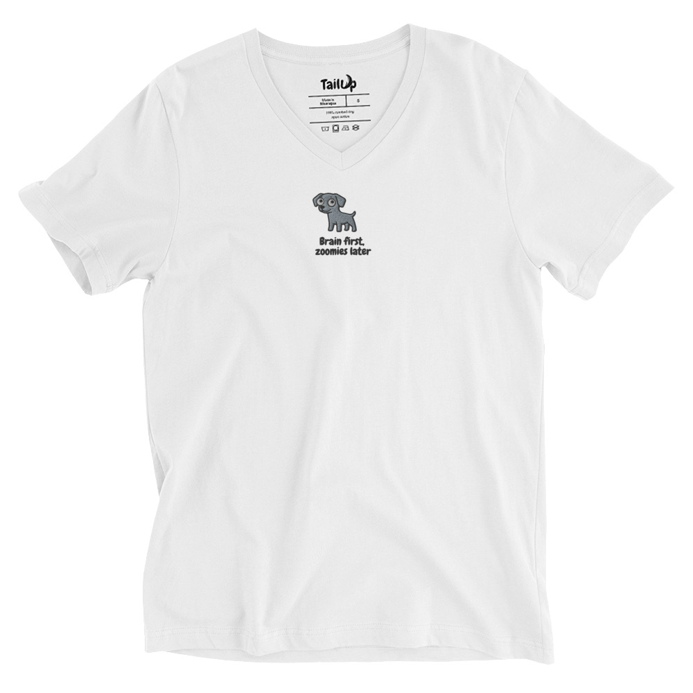 Weimaraner Embroidered V-Neck T-shirt