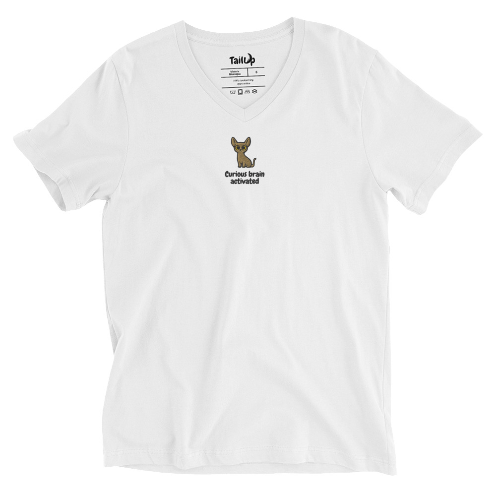 Abyssinian Cat Embroidered V-Neck T-shirt