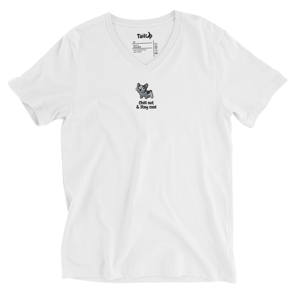 French Bulldog Embroidered V-Neck T-shirt